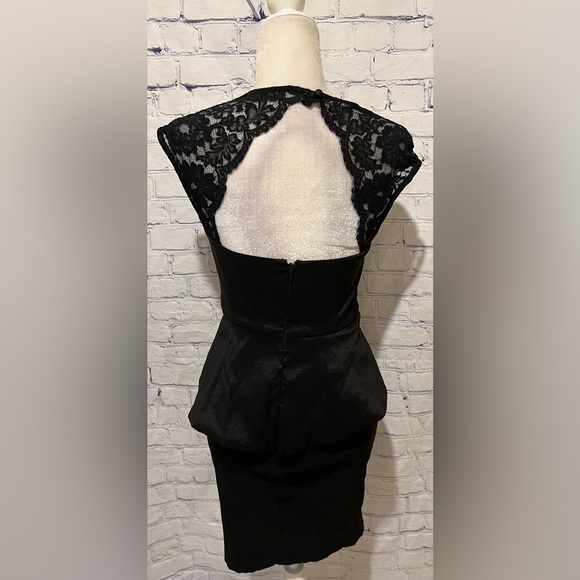 Xcape Petites by Joanna Chen Black Taffeta Peplum Dress, Size 8P - Picture 4 of 6